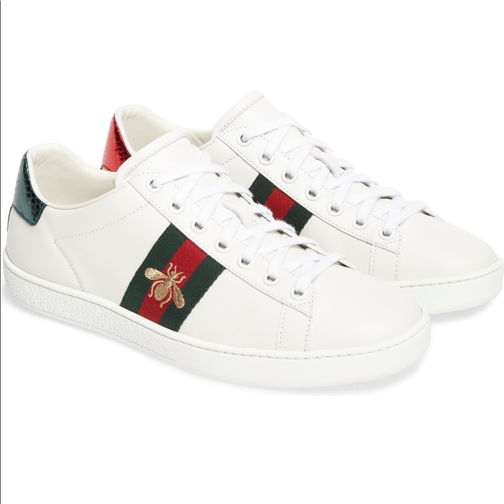 Gucci Ace white leather bee sneaker size 7.5US (37.5)